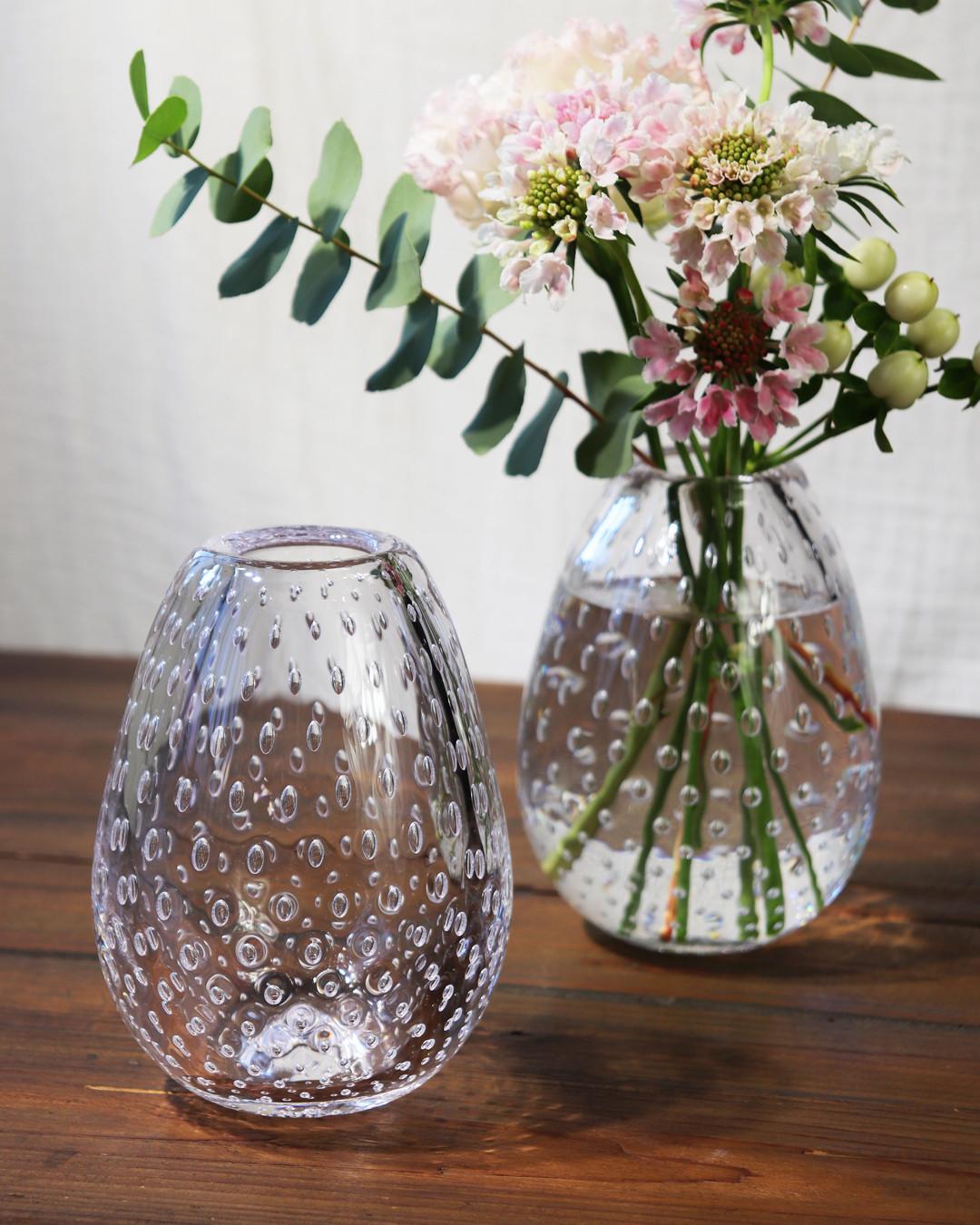 新作「小さな泡の花器（洋ナシ）」泡のみずたま カスミソウ 水玉模様 一輪挿し 贈り物 プレゼント ユーカリ ミモザ
