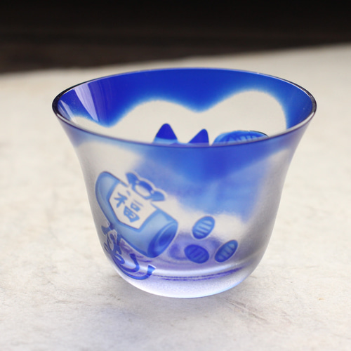 限定・再販不可】 赤べこ 縁起ver ぐい吞み 瑠璃のみ おちょこ・ぐい呑