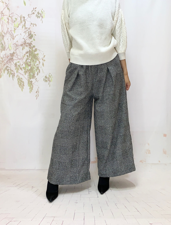 冬！スイートリー＊暖か冬のイタリア製ウール混ロング大人パンツグレンチェックBy ＊花織＊ [2116]G1 1枚目の画像