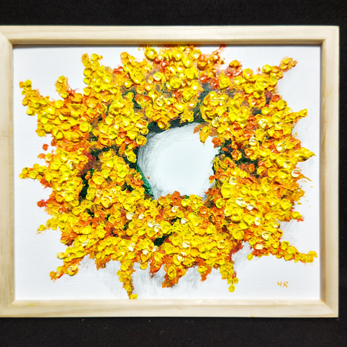 油絵 絵画 ミモザリース【四切木製】 絵画 HR 通販 15209134