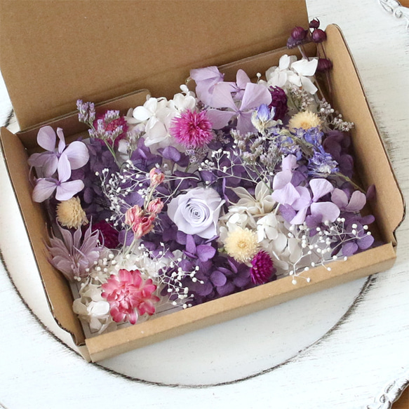 プリザーブドフラワー花材 セット パープルピンク 花材詰め合わせ キット セット プリザーブドフラワー