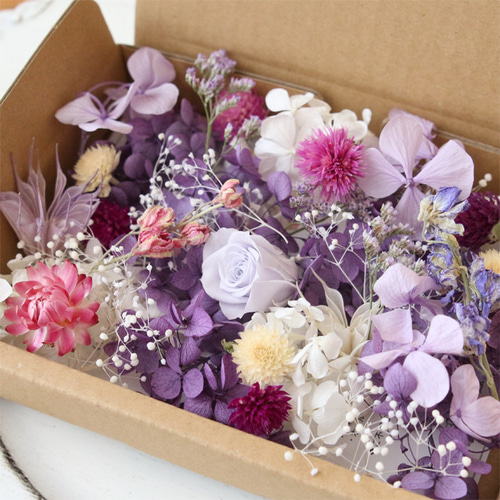パープルピンク 花材詰め合わせ キット セット プリザーブドフラワー