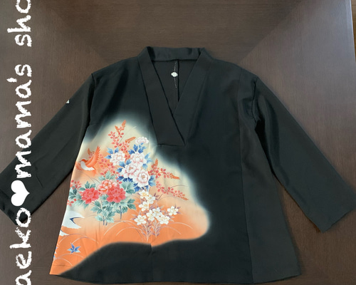 チュニックワンピース✿総丈86㎝✿黒留袖✿和モダン（着物リメイク） 5872259e0100cb843b9a0c74013fb0