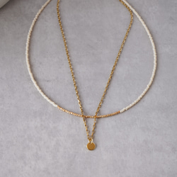 ✦再販　つけっぱなし・水濡れOK　シンプル　minimal necklace　ミニコインネックレス　ステンレスネックレス 5枚目の画像