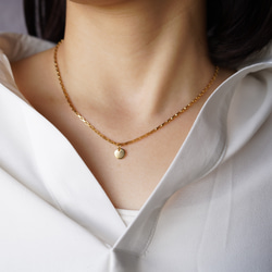 ✦再販　つけっぱなし・水濡れOK　シンプル　minimal necklace　ミニコインネックレス　ステンレスネックレス 1枚目の画像