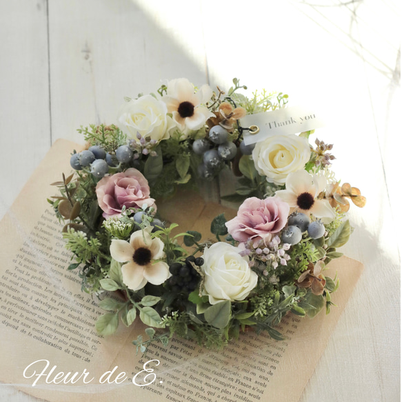 アーティフィシャルフラワー リース 20センチ リース Fleur de E. 通販