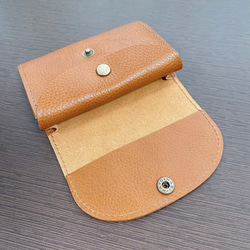 市松×牛革 カードケース 小銭入れ  ミニ財布 コンパクト財布 4枚目の画像