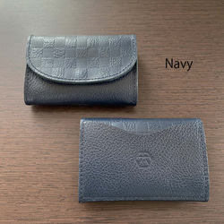 市松×牛革 カードケース 小銭入れ  ミニ財布 コンパクト財布 10枚目の画像