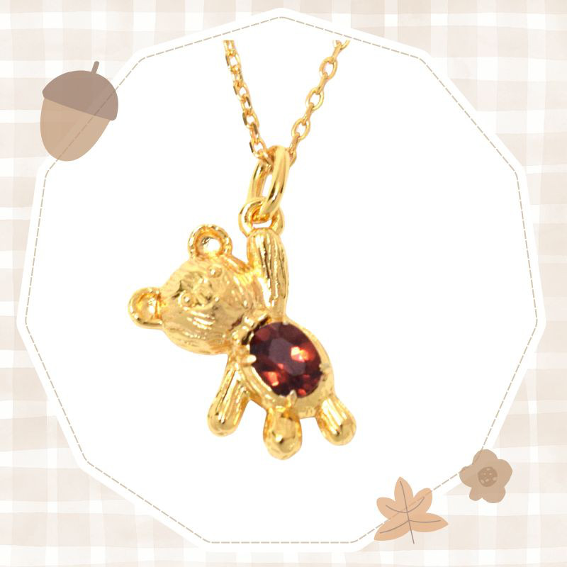 くまちゃんのネックレス　熊　ガーネット　N068