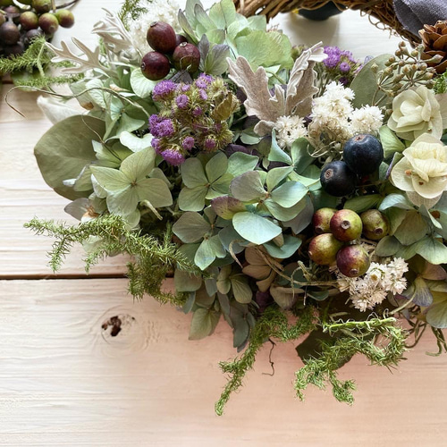 キレイな秋色紫陽花のハーフリース リース Rosa Cherry 通販