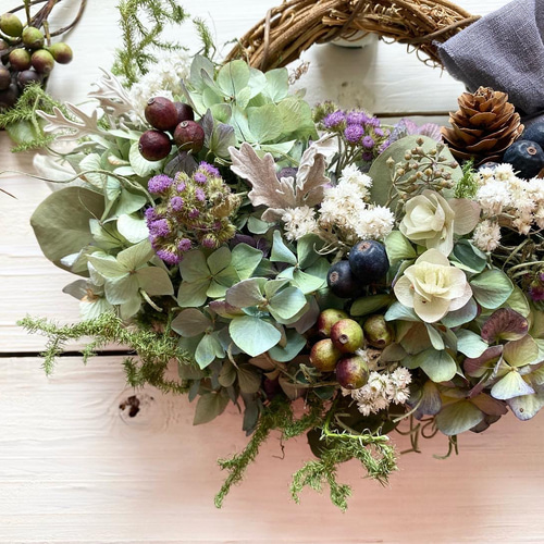 キレイな秋色紫陽花のハーフリース リース Rosa Cherry 通販 15209511