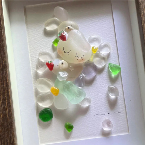 シーグラスアート　３点　うさうさ様ご確認用 シーグラスアート3点うさうさ様ご確認用