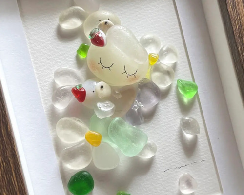 シーグラスアート　バーカウンターのうさぎ　meru様 ハンドメイド シーグラスアート バーカウンターのうさぎ meru様 ハンドメイド