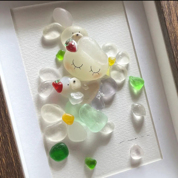 シーグラスアート うさぎのこ 立体・オブジェ ma♡ 通販