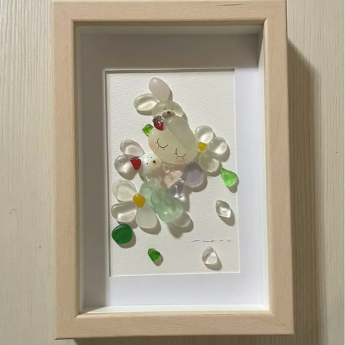 シーグラスアート うさぎのこ 立体・オブジェ ma♡ 通販