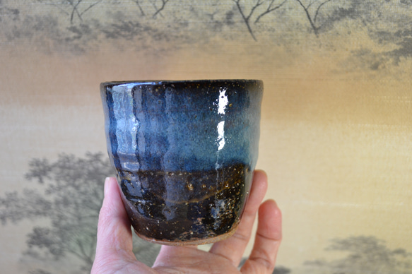 【再入荷！】コスモブルー　フリーカップ　湯呑み2個組　★萩焼　ギフト 8枚目の画像