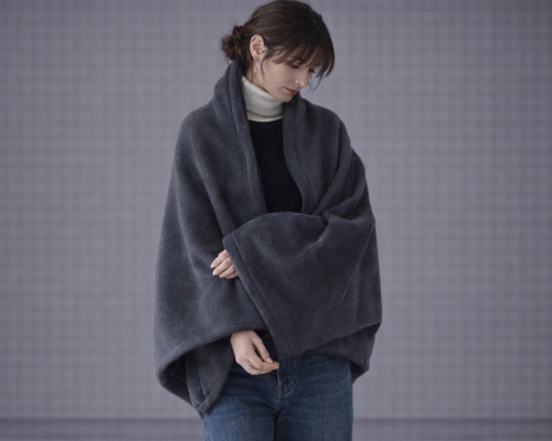 秋冬3way大人の高級メルトンフリースストール／ストールにもアウターに