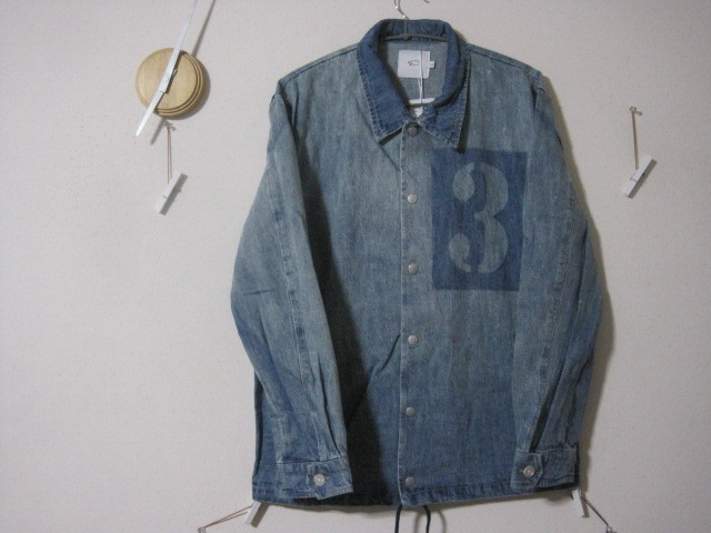 １点物　インディゴ デニム ゼッケン【３】霜降りコーチジャケット  ナンバリング／ミリタリー／カバーオール／サバゲー