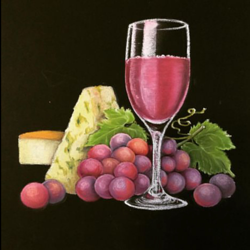 ワイン ブドウ チーズ《チョークアート》 絵画 クラップ 通販 15209938