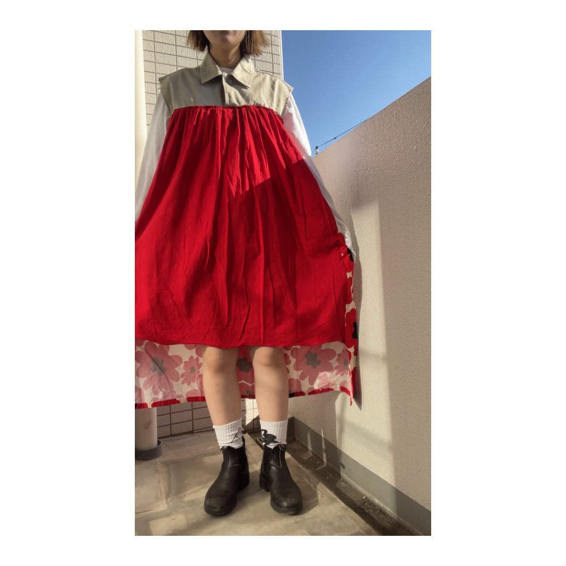 ノースリーブ花柄ワンピース