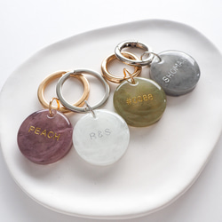 両面文字入可【くすみ×マーブルM】全5色 文字入れ レジン キーホルダー