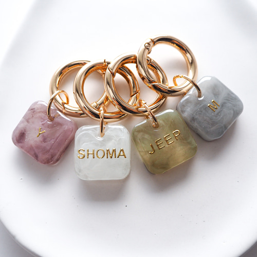 両面文字入可【くすみ×マーブルS】全5色名入れ 文字入れ レジン  