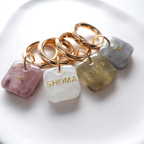 両面文字入可【くすみ×マーブルS】全5色名入れ 文字入れ レジン