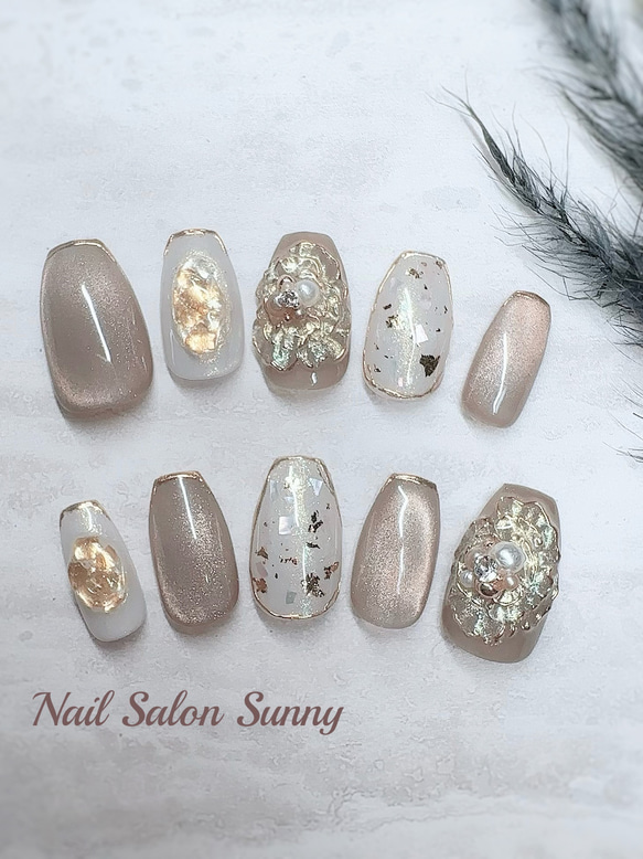 ネイルチップ　ニュアンスネイル　ブライダル　成人式　振袖ネイル　マグネットネイル ニュアンスネイル】 ネイル ネイルチップ 成人式ネイル ブライダル