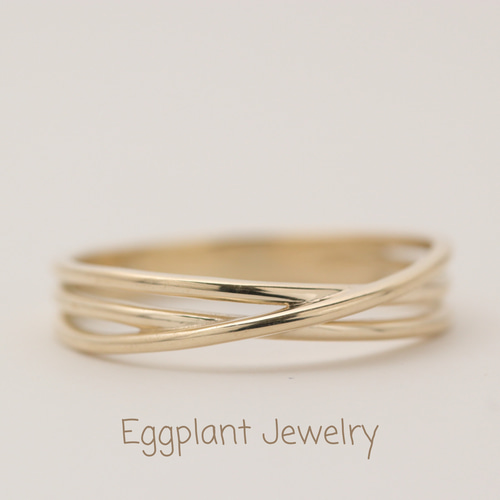 受注生産【K10】【K18YG】【K18PG】スリーラインリング 指輪・リング  