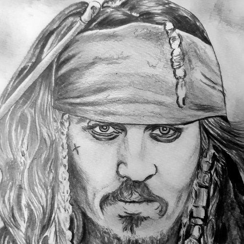 鉛筆画 Captain Jack Sparrow 絵画 makochin 通販 15210612｜Creema