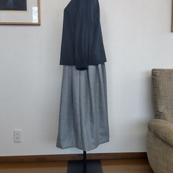 1点のみ　ウールのタックギャザースカート　グレー 4枚目の画像