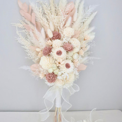 受注制作】ウェディングアートフラワーブーケの額縁アレンジ(金色