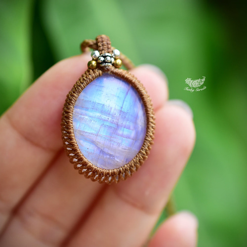 藍華』高品質ラリマーのマクラメペンダントネックレス