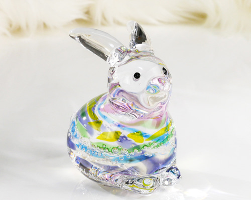 虹】うさぎ その他インテリア雑貨 なかむらガラス 通販 15210852