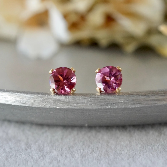 マラヤガーネット 天然石 ピアス ゴールド 送料無料】1月誕生石 マラヤガーネット スタッドピアス 14kゴールド