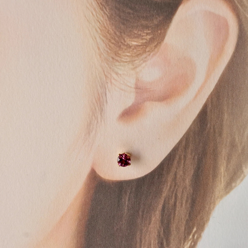 マラヤガーネット 天然石 ピアス ゴールド 送料無料】1月誕生石 マラヤガーネット スタッドピアス 14kゴールド