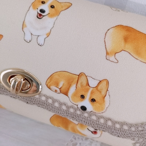 Fave コーギー 羊革 ラウンドファスナー 長財布 レディース 本革
