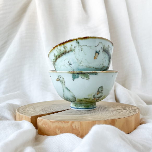 couple rice bowls ahiru to hakuchou 2set 茶碗・めし碗 chico LOTTO 通販｜Creema