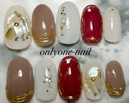 【020】ネイルチップ ニュアンスネイル シンプルネイル 038】大人可愛いカラーの♡シンプル♡ミラーニュアンスネイル ネイル