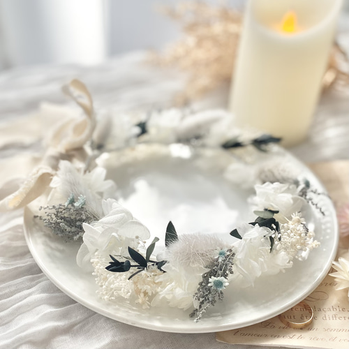 送料無料】ベビーキッズ花冠 ~natural white 花かんむり ベビー