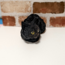 羊毛フェルト　「ツヤツヤ黒猫の子猫オブジェ」 3枚目の画像