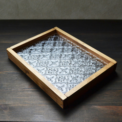 日本絲柏與復古玻璃咖啡廳托盤尺寸S（花卉圖案花卉玻璃） 第3張的照片