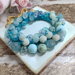 ☆マコ☆様 シュシュ☆ビーズ ヘアゴム☆ハンドメイド ブルーサンドストーン ec479125f0c4a71bced5f62a5c0ba1