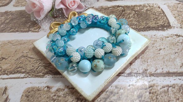 シュシュ  ヘアゴム  パワーストーン  タイガーアイ×ラピスラズリ Fortuna ファッション シュシュ ヘアゴム パワーストーン タイガーアイ