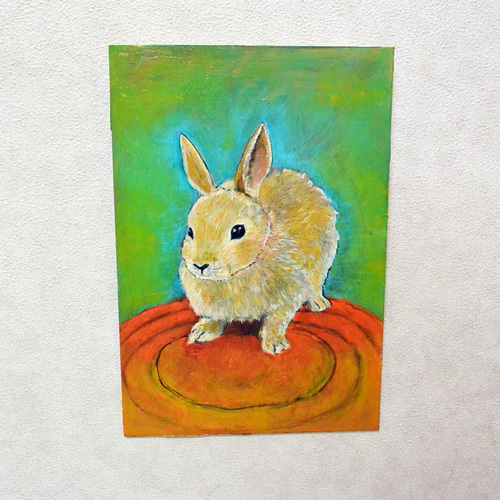20-60代 人気ファッションブランド ウサギ 油絵・イラスト 動物 干支・卯 ビビッドカラー うさぎ 絵画