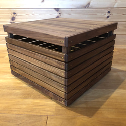 wood storage box【walnut】(収納/ボックス/ストレージ/テーブル/キャンプ/アウトドア) 1枚目の画像