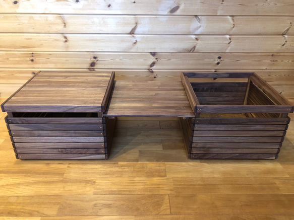 wood storage box【walnut】(収納/ボックス/ストレージ/テーブル/キャンプ/アウトドア) 10枚目の画像