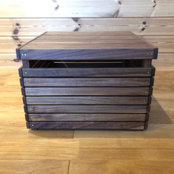 wood storage box【walnut】(収納/ボックス/ストレージ/テーブル/キャンプ/アウトドア) 2枚目の画像