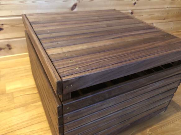 wood storage box【walnut】(収納/ボックス/ストレージ/テーブル/キャンプ/アウトドア) 6枚目の画像