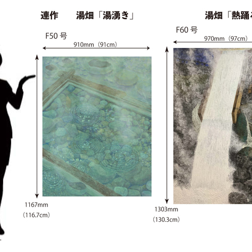 湯畑「熱踊る」（湯畑「湯涌き」との連作）日本画 F60号 絵画 石井里枝